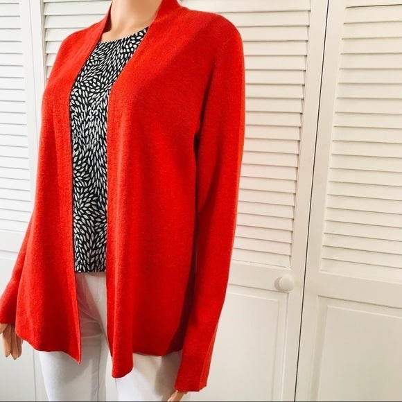 EILEEN FISHER Linen Open Front Cardigan Sweater Size Medium - Picture 2 of 10